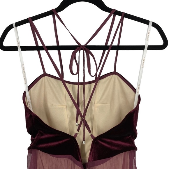 Anthropologie Foxiedox Dante Wine Lush Velvet Gauze Halter Dress Style WA560DR - Picture 9 of 13